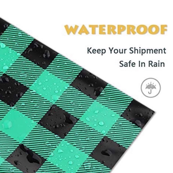 🆕 🌻 2/$20 10 Green Gingham Plaid Poly Mailers Shipping Bags New - Picture 4 of 10